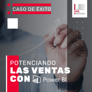 Mano dibujando una flecha de crecimiento ascendente en un cristal para ilustrar el éxito en ventas con Power BI