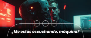 Banner del artículo '¿Me estás escuchando, máquina?" de SMS Sudamérica con ilustración futurista